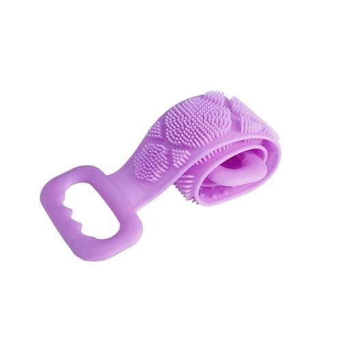 WIUYEH Silikon-Rückenschrubber for die Dusche, doppelseitiger Peeling-Körperschrubber, doppelseitiges weiches Rückenbadewerkzeug mit Griff-Peeling-Massage(Purple) von WIUYEH