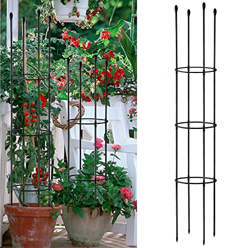 WIVAYE Pflanzenstütze Käfig für Töpfe, Zusammengebauter runder Pflanzenstützring, Tomatenpflanzenkäfig Kunststoffsäule, Blumentopf Kletterspalier für Topf, vertikale Kletterpflanze von WIVAYE