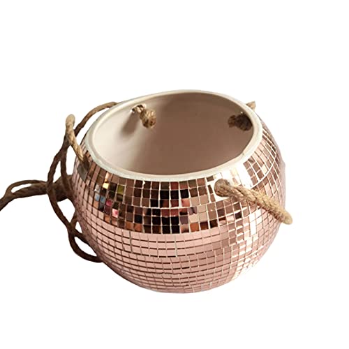 WIVAYE Spiegel-Diskokugel-Hänge-Übertopf, 17 cm, Keramik, hängende Diskokugel-Pflanzgefäß mit Ablaufloch, handbemalte Spiegelkugel Blumenkörbe mit Seil, für Innenbereich, Decke, Wanddekoration WIVAYE Spiegel-Diskokugel-Hänge-Übertopf, 17 cm, Keramik, hängende Diskokugel-Pflanzgefäß mit Ablaufloch, handbemalte Spiegelkugel Blumenkörbe mit Seil, für Innenbereich, Decke, Wanddekoration von WIVAYE