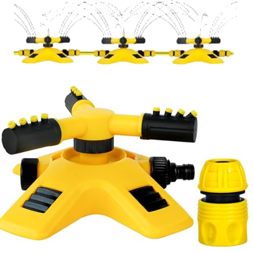 360° Automatischer Rasensprenger mit einstellbarem Sprühwinkel – Viereckregner für Rasen- & Gartenbewässerung, Wassersparend, Anschluss für Gartenschlauch (4-Punkt-Wasserhahn) von WIWIDANG