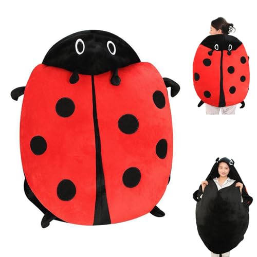 Big Bug Pillow Marienkäfer, Marienkäfer Kissen Zum Anziehen, Niedliches Käfer Plüschkissen Eltern-Kind, Riesiges Tragbares Marienkäferkissen (60 cm) von WIWIDANG