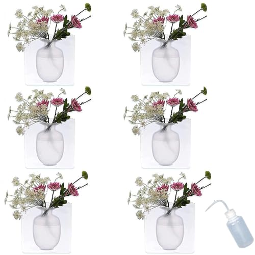 Magische Silikon Vase, Silikon Vase für Fenster Wand, Magic Silikon Vase Zum Ankleben für Kühlschranktür, Glasfenster, Keramikfliesen (6 STK Weiß) von WIWIDANG
