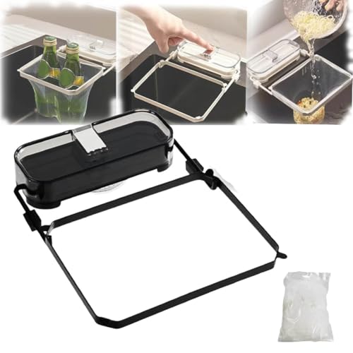 Suction Cup Sink Drain Strainer,Küchenspülenfilter, Abnehmbarer Saugnapf-Küchenspülen-Rückstandsfilterhalter für die Küche mit 100 Filternetzbeuteln (Schwarz) von WIWIDANG