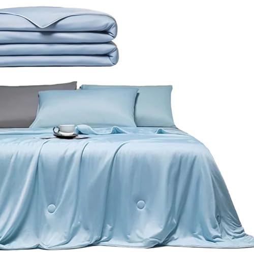 WIWIDANG Magic Splashy Magicsleep Sommerdecke – Kühlende Decke aus Eisseide für heiße Nächte – Atmungsaktive, leichte & waschbare Kühldecke (Blau, 200x230cm) von WIWIDANG