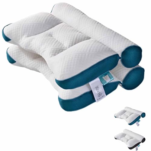 WIWIDANG Sleep Enhancing Cervical Support Comfort Goose Down Pillow, Cervical Support Comfortable Goose Down Pillow, Goose Down Pillow, Orthopedic Pillows for Sleeping (blau*2) von WIWIDANG