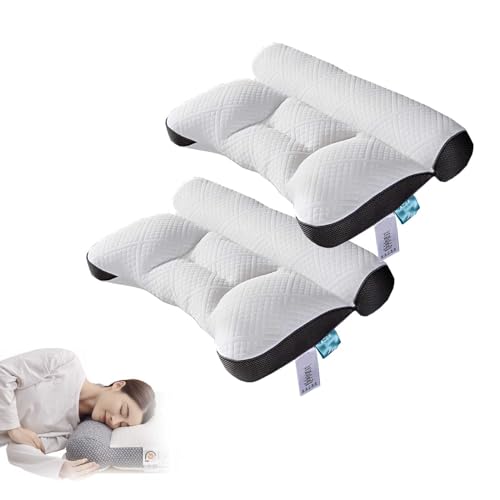 WIWIDANG Sleep Enhancing Cervical Support Comfort Goose Down Pillow, Ergonomic Goose Down Pillow, Memory Foam Pillow, Cervical Memory Foam Pillow Pillow (2* Grau, Dakimakura) von WIWIDANG