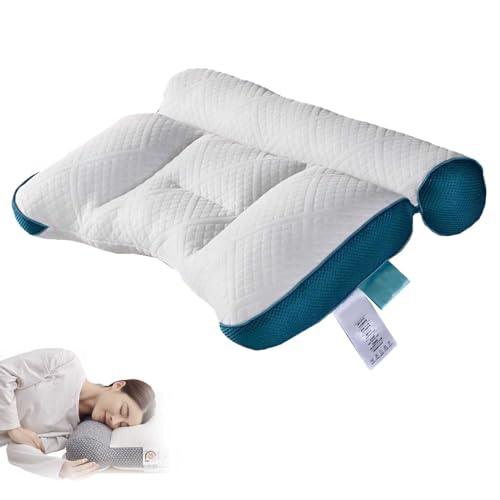 WIWIDANG Sleep Enhancing Cervical Support Comfort Goose Down Pillow, Ergonomic Goose Down Pillow, Memory Foam Pillow, Cervical Memory Foam Pillow Pillow (Blau, Dakimakura) von WIWIDANG