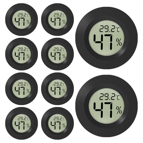 10er Set Digital Indoor Thermometer Hygrometer: WIYETY Mini LCD Digitales Innen Thermo-Hygrometer, Temperature Humidity Meter, luftfeuchtigkeitsmesser für Zuhause Büro Schlafzimmer, runden von WIYETY