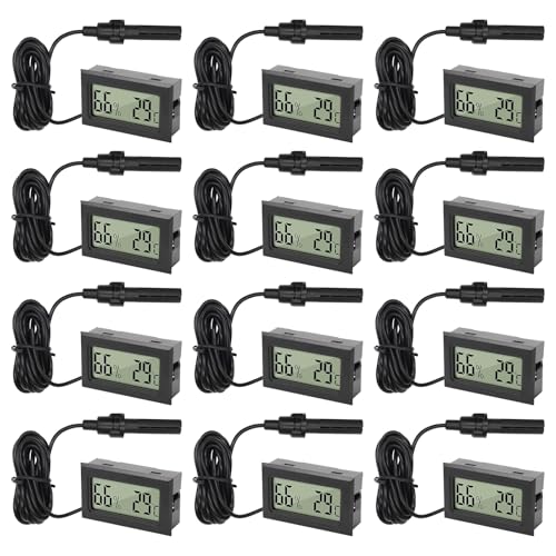 12er Set Digital Indoor Thermometer Hygrometer: WIYETY Mini LCD Digitales Innen Thermo-Hygrometer, Temperature Humidity Meter, luftfeuchtigkeitsmesser für Zuhause Büro Schlafzimmer, Quadrat von WIYETY