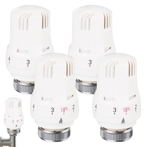 4 Stück Thermostatkopf Kühlerthermostat Smart Kühlerventil Ersatzkopf: M30 x 1.5 Heizungsthermostat Kühlerthermostat Kühlerventil Ersatzkopf, Kühlerventilköpfe Heizkörperventil für Zuhause Badezimmer von WIYETY
