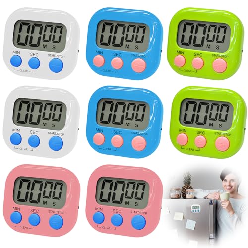 WIYETY Magnetisch Stoppuhr Timer: Digitaler Küchentimer mit Uhr mit Großem LCD-Display Stumm für Küchen, Büros, Sport (Batterien Nicht Enthalten) (8) von WIYETY
