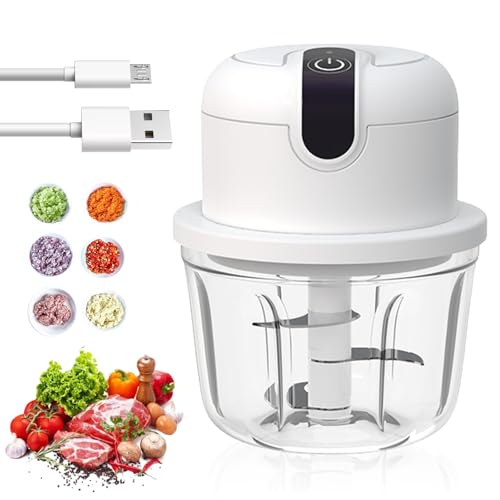Elektrisch Zwiebelschneider Zwiebel Zerkleinerer: WIYETY 350ML Zwiebelhacker USB Wiederaufladbare, Knoblauch Zerkleinerer Onion Chopper Food Cutter für Knoblauch Obst Fleisch Zwiebeln von WIYETY