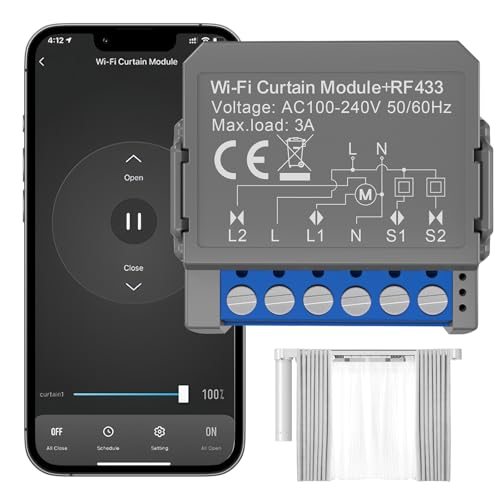 Funk Rolladensteuerung Nachrüstset Rollladenschalter: WIYETY Funkschalter für Rolladen WIFI + RF, Works with Alexa Google Home Rolladenschalter Wlan Funk Lichtschalter für Rolladen, Jalousien von WIYETY