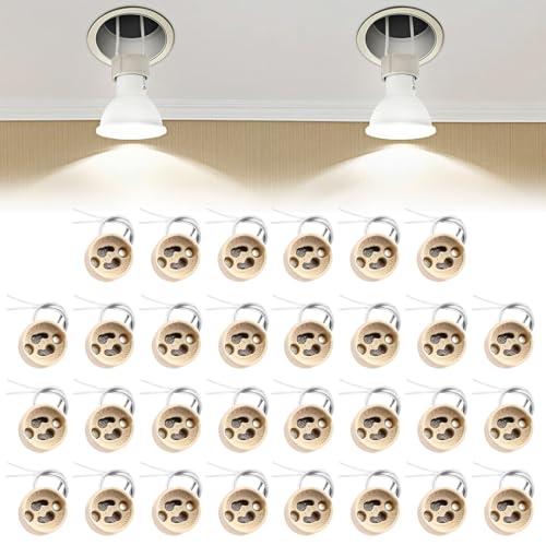 GU10 Fassung für LED und Halogen: WIYETY 30 Stück GU10 Fassung Sockel aus Keramik mit Qualitäts Silikonkabel GU10 Fassung für LED und Halogen: WIYETY 30 Stück GU10 Fassung Sockel aus Keramik mit Qualitäts Silikonkabel von WIYETY
