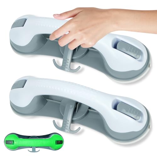 Haltegriffe für Senioren Duschgriff Saugnapf: WIYETY 2 Stück leuchtend Design Haltegriff Dusche Ohne Bohren, Saugnapf Duschgriff mit Badewannengriff Stützgriff, Haltegriffe für Senioren, WC Haltegriff von WIYETY