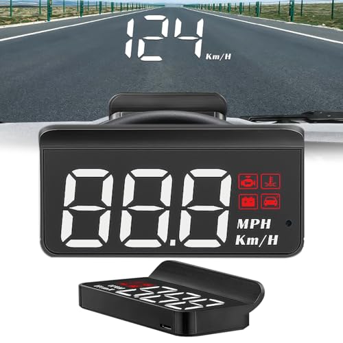 Head Up Display Auto: Head-up-Display mit Weißem Licht, Speedometer mit Kapuze Fünf Alarmfunktionen Helligkeit Automatisch Anpassen von WIYETY