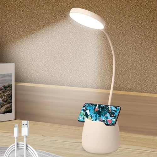 Leselampe Schreibtischlampe Kinder LED: LED Dimmbare Tischlampe Nachtlicht mit Stifthalter, 3 Modus Dimmbare USB Wiederaufladbar Touch-Schalter Schreibtisch Lampe für Studieren ArbeitenSchreibtisch von WIYETY