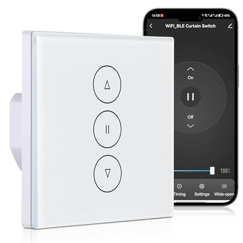 Smart Wlan Rolladenschalter Rolladen Zeitschaltuhr: WIYETY Smart Jalousieschalter Timer Smart Rolladenschalter Jalousien Schalter Unterputz Kompatibel mit Smart Life, Alexa, Google Home, APP steuerbar von WIYETY