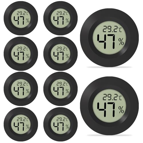 Thermometer Hygrometer Mini LCD Digitales: WIYETY 10 Pack Innen Temperatur Luftfeuchtigkeit Messgerät, Innen-Außen-Feuchtemessgerät, Thermo-Hygrometer für Büro Wohnzimmer Gewächshaus Kühlschrank von WIYETY