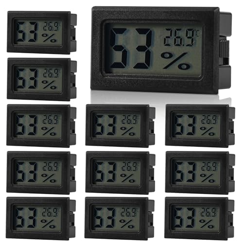 Thermometer Hygrometer Mini LCD Digitales: WIYETY 12er Innen Temperatur Luftfeuchtigkeit Messgerät, Thermo-Hygrometer, Temperature Humidity Meter für Büro Wohnzimmer Gewächshaus Kühlschrank von WIYETY