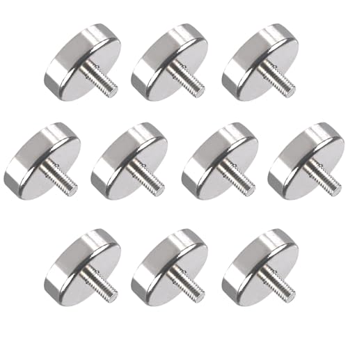 WIYETY 10 Stück Neodym Magnete: Magnet mit Gewinde, M5 Gewindebolzen 25mm Topfmagnet mit 24Kg Zugkraft Kleine Magnete für Schrauben Öse oder Haken, Runde Neodym Magnete mit Gewinde von WIYETY
