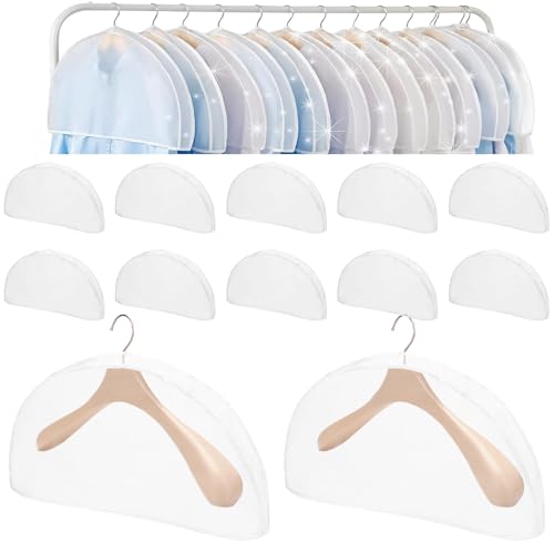 WIYETY 12 Stück Weiße Kleidersäcke: Transparenter Staubschutz Schultercover, Kleidersack Anzug Kleiderschutz, Kleidersäcke Mottensicher für Anzüge Kleider Mäntel Sakkos Hemden Abendkleider von WIYETY
