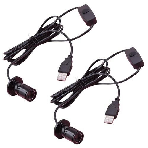 WIYETY 2 Stück Mini Spot Licht: Mini Strahler Dimmbarer mit 6.6 Fuß Langem Kabel, Kleines Akzentlicht, USB 5V Punktstrahler für Vitrinen, Schmuck, Schaufenstern, Modellen (Warmweißes Licht 3000K) von WIYETY