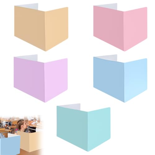 WIYETY 5 Stück Trennwand Schreibtisch: Tragbarer Sichtschutz Schreibtisch, Papier Faltbar Tragbarer Schreibtischteiler, Schreibtischteiler Schutzschirm für Lernbüro Grundschule(Macaron-Farbe) von WIYETY
