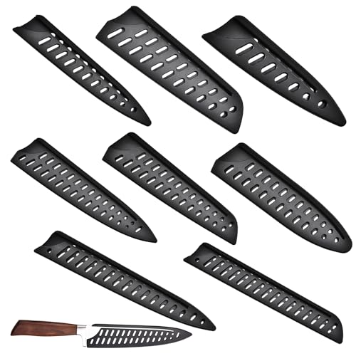 WIYETY 8 Stück Messerschutz Klingenschutz: Universal Kunststoff Schutzhülle Küchenmesser Set Messertasche Universal Klingenschützer Kunststoff Messer Schutzhülle für Küchenmesser (Schwarz) von WIYETY