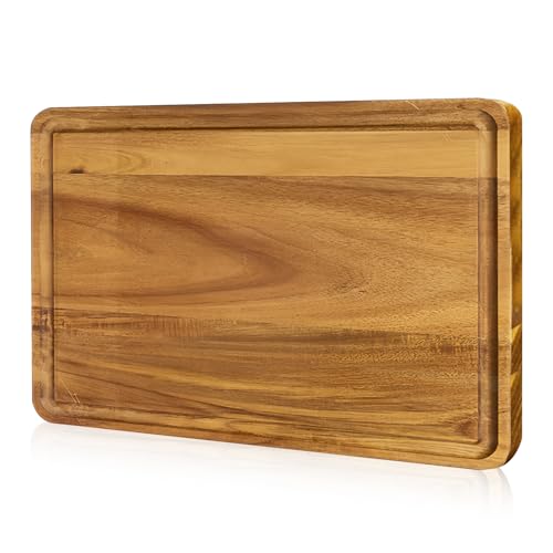 WIYETY Akazienholz Schneidebrett Küche Holzbrett: Gourmet Schneidebrett, Cheese Charcuterie Boards, Servierbrett als Schneidbrett und zum Servieren(40 x 30 x 1,5 cm) von WIYETY