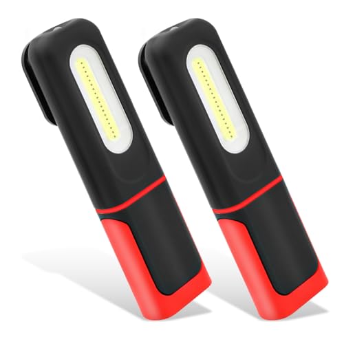 WIYETY Arbeitsleuchte LED mit Magnetfuß, Aufladbare LED-Arbeitsleuchte 360° Drehbare mit Haken, LED Arbeitsleuchte mit Taschenlampe mit 3 Lichtmodi für Außenbereich Reparatur Garage Camping (Rot) von WIYETY
