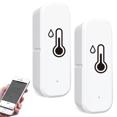 WIYETY Bluetooth Thermo Hygrometer: 2 Stück WiFi Hygrometer Thermometer Sensor, Thermometer Hygrometer für Zuhause, GewächshausLuftfeuchtigkeitsmesser mit Remote App Benachrichtigungsalarm von WIYETY