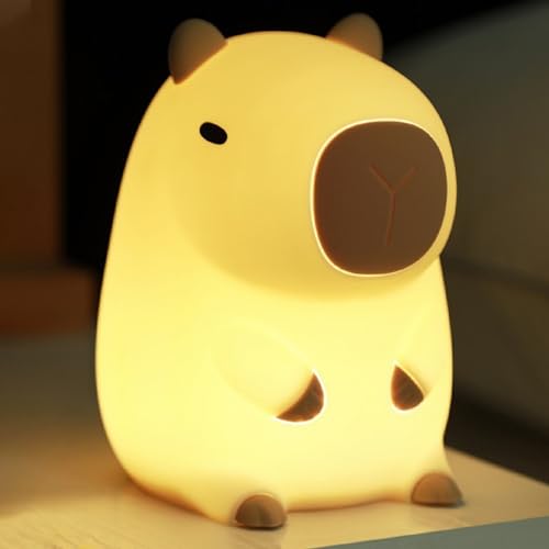 WIYETY Capybara Nachtlicht Kinder, Capybara Lampe mit Timer Dimmbar Touch Lampe USB Wiederaufladbar Capybara Lampe Baby Nachttischlampe, Baby Stilllicht Kinderzimmer Deko Geschenke Schlaflichter von WIYETY