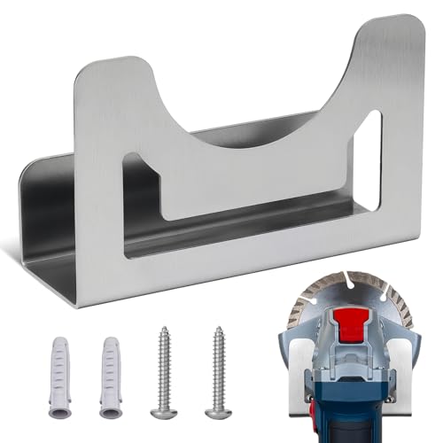 WIYETY Edelstahl Winkelschleifer Halterung: Winkelschleifer Wandhalterung mit 4 Stück Befestigungsschrauben, Universal Winkelschleifer Halterung Ständer für Alle Winkelschleifer(17x6x6cm) von WIYETY