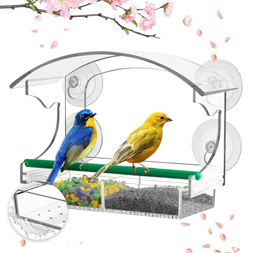 WIYETY Fenster Futterhaus für Vögel: Transparent Fenster Vogelfutter mit Saugnäpfen & Abflusslöcher, Vogelhaus Fensterscheibe mit Abnehmbar Futterspender, Futterhaus Fenster WIYETY Fenster Futterhaus für Vögel: Transparent Fenster Vogelfutter mit Saugnäpfen & Abflusslöcher, Vogelhaus Fensterscheibe mit Abnehmbar Futterspender, Futterhaus Fenster von WIYETY