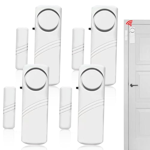 WIYETY Fensteralarm Türalarm Selbstklebend Alarm: 4Pcs Mini Einbruchschutz mit Wireless Magnetsensor 90DB, Drahtlose Home Security Alarmanlage für Home Security Wohnmobil und Mehr von WIYETY