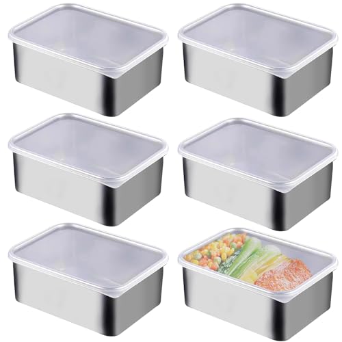 WIYETY Frischhaltedose Meal Prep Boxen: 6 Stück Edelstahl Lunchbox Brotdose Gefrierbehälter Mit Deckel - Lebensmittelbehälter Graviert Werden Mehrweg von WIYETY