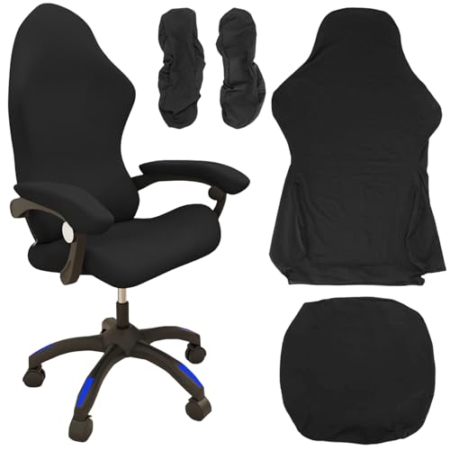 WIYETY Gaming Stuhl Bezug Schwarze 4-Teiliges Set, Waschbar Gaming Stuhlhussen mit Armlehnen Bezug & Stuhlrücken Bezug & Sitzbezug, Bürostuhl Bezug, für Gamning-Stuhl Computerstuhl Drehstuhl WIYETY Gaming Stuhl Bezug Schwarze 4-Teiliges Set, Waschbar Gaming Stuhlhussen mit Armlehnen Bezug & Stuhlrücken Bezug & Sitzbezug, Bürostuhl Bezug, für Gamning-Stuhl Computerstuhl Drehstuhl von WIYETY
