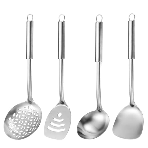 WIYETY Küchenutensilien Set Edelstahl Küchenhelfer: Kochlöffel 4-Teiliges, Küchenhelfer Set Kochutensilien Edelstahl zum Mischen, Servieren, Abtropfen, Wenden, Rühren Spülmaschinenfest WIYETY Küchenutensilien Set Edelstahl Küchenhelfer: Kochlöffel 4-Teiliges, Küchenhelfer Set Kochutensilien Edelstahl zum Mischen, Servieren, Abtropfen, Wenden, Rühren Spülmaschinenfest von WIYETY