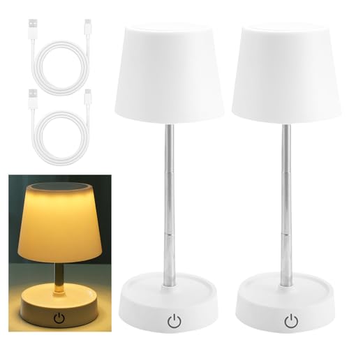 WIYETY LED Tischlampe Akku USB Aufladbar 2 Stück Akku Tischlampe Aufladbar, Dimmbare Teleskop-Akku-Tischleuchte, Berührbare Nachttischlampe, Geeignet für Nachttische, Schlafzimmer und Wohnzimmer. von WIYETY