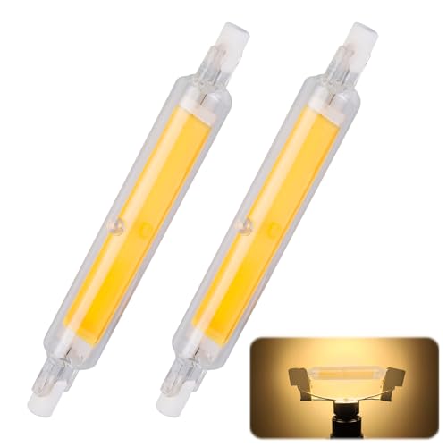 WIYETY R7S LED 118mm Dimmbar: 2er 20W R7S LED 118mm Ersatz für 200W Halogen Leuchtmittel, LED Stab 360° Strahlbeleuchtung, Halogenstab 118mm R7S LED Glühbirne Warmweiß 3000K 2000LM, Kein Flackern von WIYETY