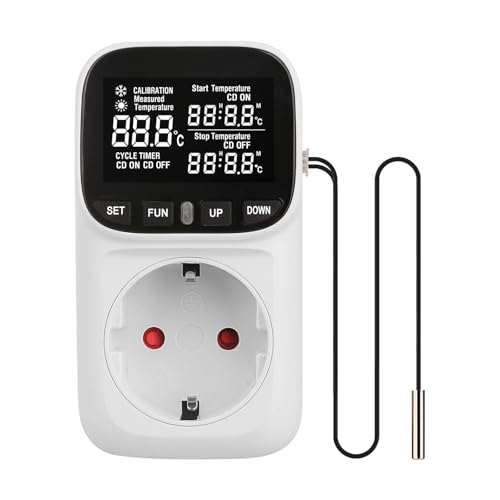 WIYETY Thermostat Steckdose Temperaturregler 230V mit Fühler, Steckdose Thermostat, Heizung Kühlung Temperaturschalter Digital Thermostat Steckdose für Terrarium Reptilien Inkubator Weiß WIYETY Thermostat Steckdose Temperaturregler 230V mit Fühler, Steckdose Thermostat, Heizung Kühlung Temperaturschalter Digital Thermostat Steckdose für Terrarium Reptilien Inkubator Weiß von WIYETY
