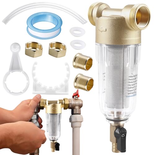 WIYETY Wasserfilter Wiederverwendbare 1 Zoll, Wasserhahn Wasserfilter Wasser, Wasserhahn Ersatzfilter zur Trinkwasser, Spin Down Sediment Wasserfilter, Ausspülbarer Feinfilter (3/4" Male Thread) von WIYETY
