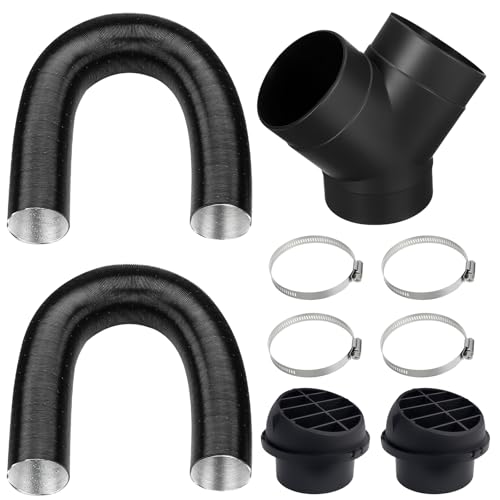 Warmluftschlauch Heizungszubehör: WIYETY Y-Rohr-Set für 75mm Diesel-Luftheizungen mit Auslassventilen Auto Wohnmobil Boot Heizsystem Entlüftungsschlauch Clips Set von WIYETY