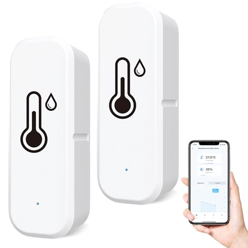 WiFi Hygrometer Thermometer Sensor: WIYETY 2 Stück Bluetooth Thermo Hygrometer, Thermometer Hygrometer für Zuhause, GewächshausLuftfeuchtigkeitsmesser mit Remote App Benachrichtigungsalarm von WIYETY
