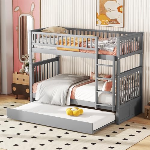 WIZBED Hochbett 90x200 Dreier-Etagenbett für Erwachsene & Kinder, Stockbett DREI Personen mit 3X Lattenrost, Rausfallschutz, Jungenbett Gästebett Ausziehbett von WIZBED