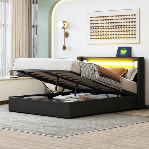WIZBED Polsterbett 140x200 Bett mit Bluetooth-Player und USB-Aufladung, Hydraulisch Doppelbett Stauraumbett aus PU-Leder, mit Lattenrost, Ohne Matratze Schwarz WIZBED Polsterbett 140x200 Bett mit Bluetooth-Player und USB-Aufladung, Hydraulisch Doppelbett Stauraumbett aus PU-Leder, mit Lattenrost, Ohne Matratze Schwarz von WIZBED