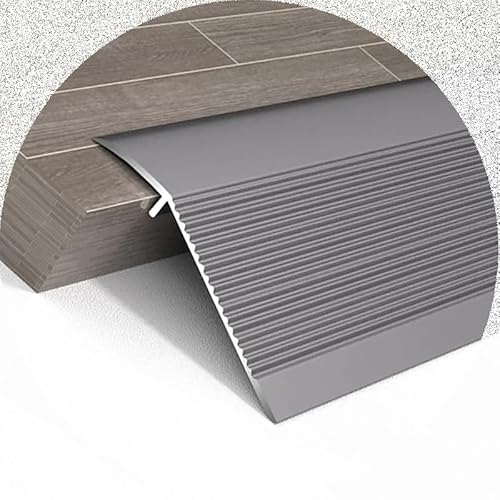 Aluminium Übergangsprofil Rampen-Bodenbelagsreduzierer for Teppich zu Hartholzböden, Schwellen-Übergangsleiste 10 cm breit, Höhe 15CM und 45CM Ausgleichsprofil (Color : Iron Gray, Size : 1pcs) von WInara