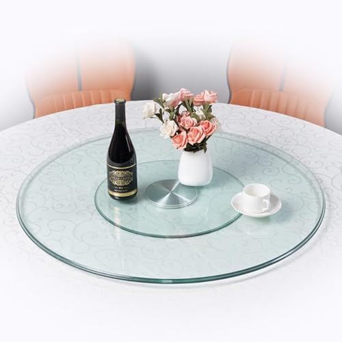 WInara Glas Lazy Susan drehplatte, 60-100cm Esstisch Drehteller, großes drehbares Tisch Serviertablett for Küche, Servierplatte for Tischdekoration (Size : 60cm/24in) von WInara