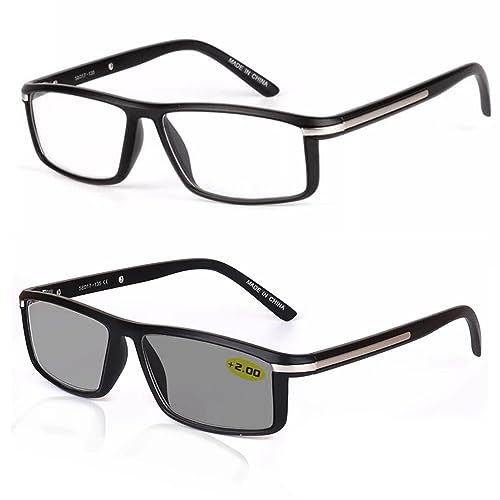 WInara Photochrome Lesebrille, Herren Outdoor Sportbrille Autofahren Sonnenbrille, Anti UV400 Presbyopie Computerbrille +2.5 (Color : Black, Size : +2.75) von WInara